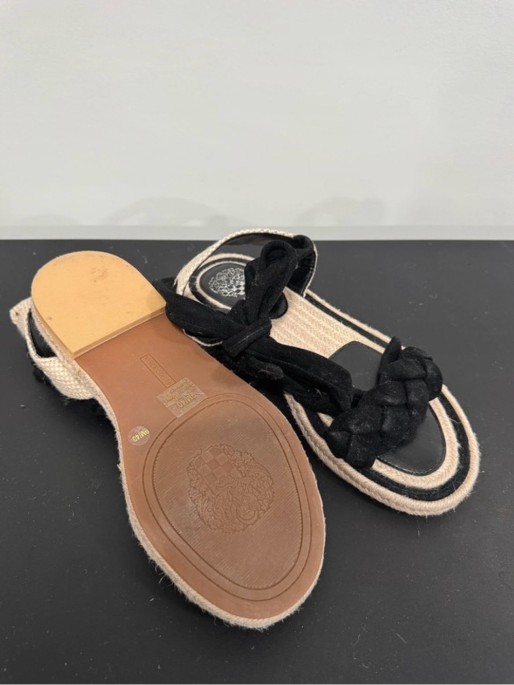 Vince Camuto Black Braided Ankle-Strap Espadrille Sandals - Picture 6 of 6